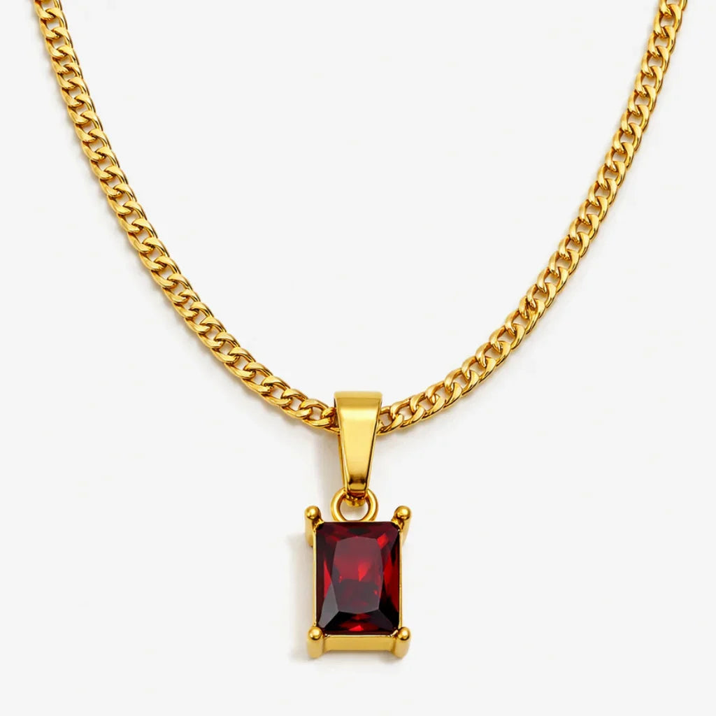 ONYX GEMSTONE NECKLACE (RED GOLD)