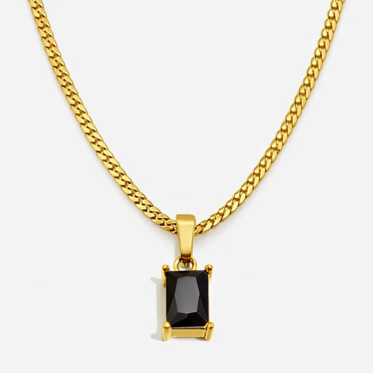 ONYX GEMSTONE NECKLACE (BLACK GOLD)