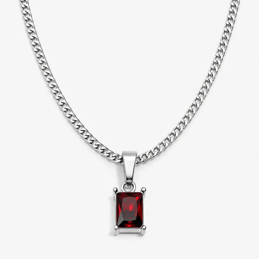 ONYX GEMSTONE NECKLACE (RED SILVER)