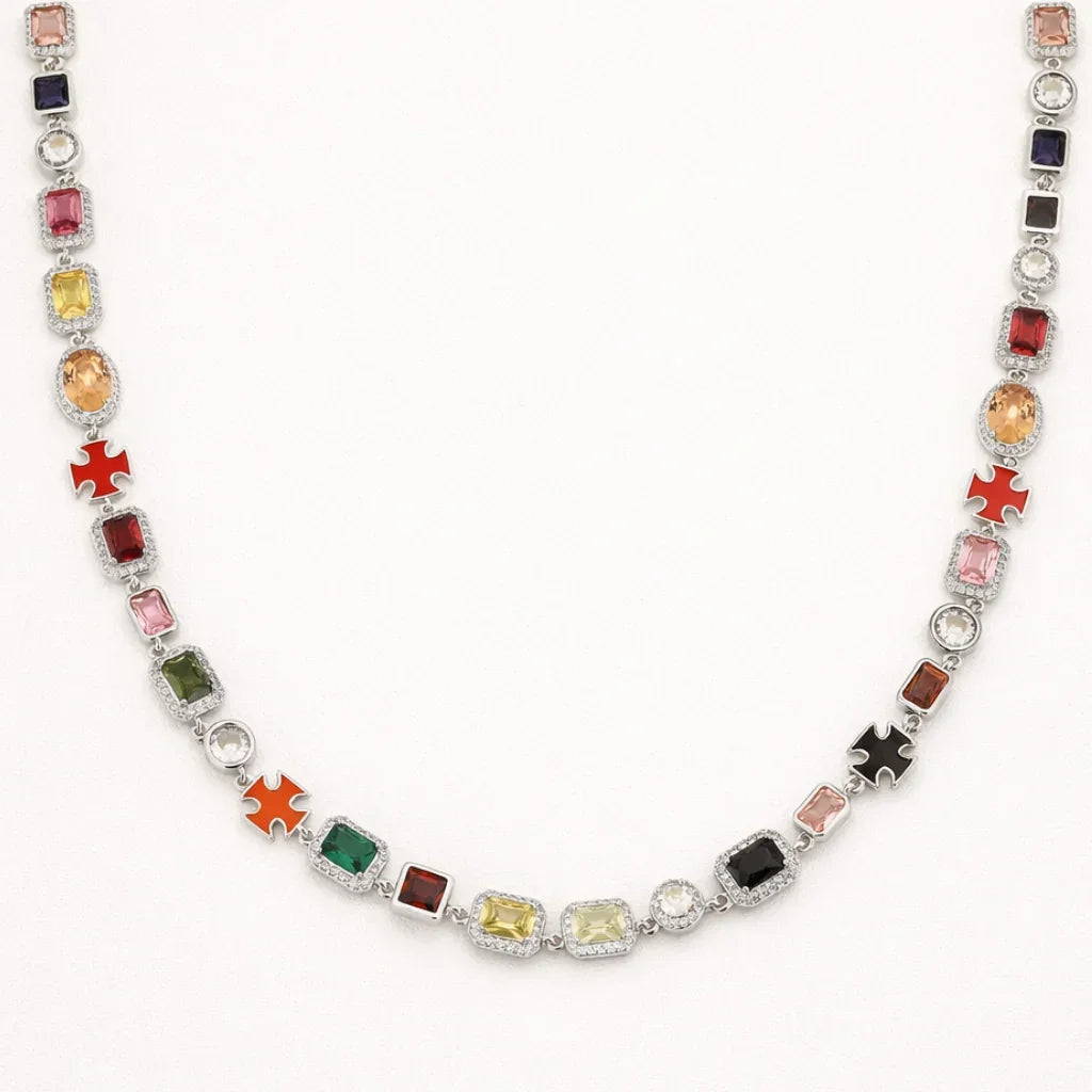 ROYAL GEMSTONE NECKLACE (SILVER)