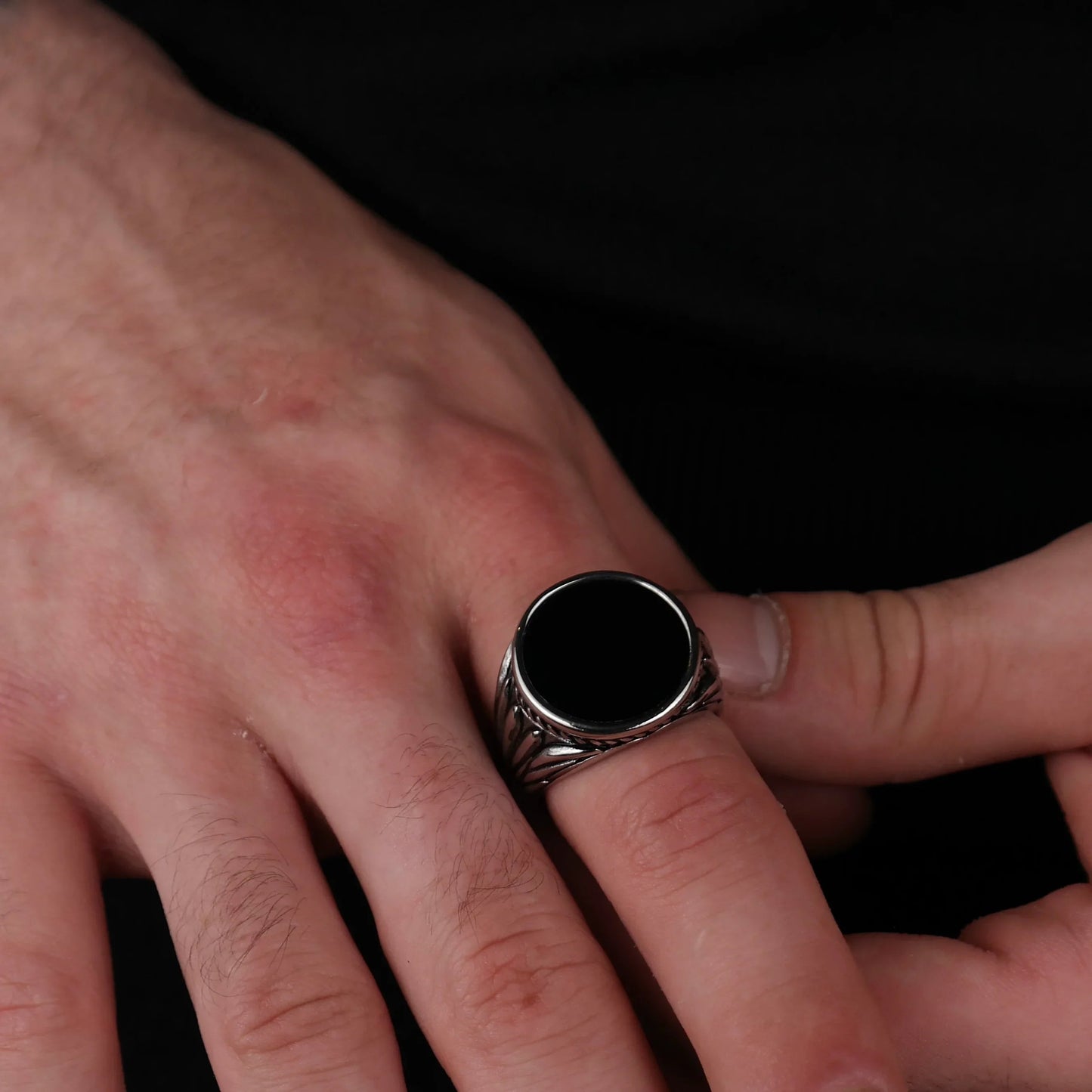 onyx stone ring (silver)