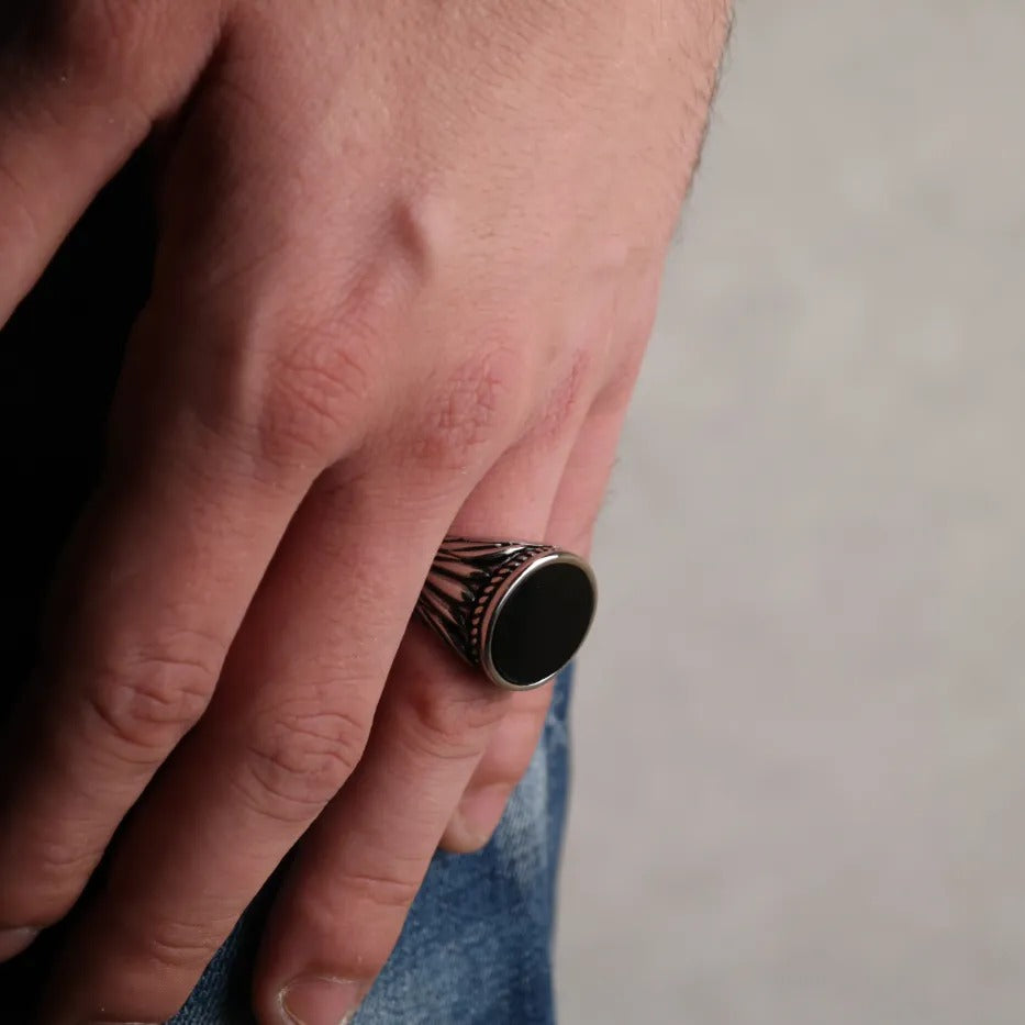 onyx stone ring (silver)