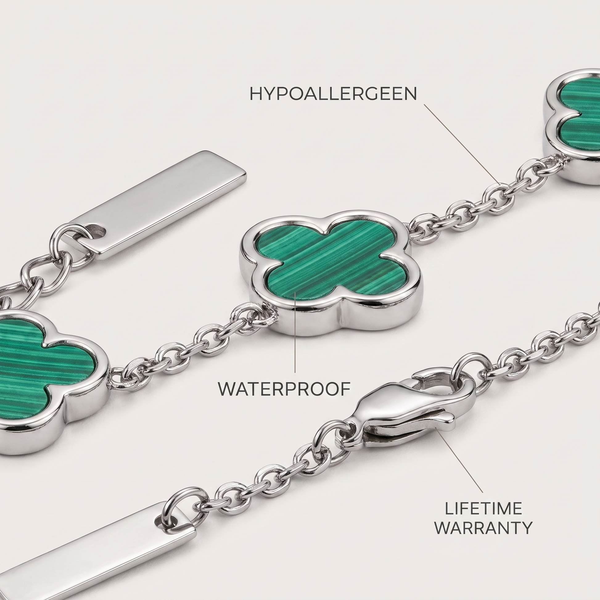 Fortuna Klaver groen zilver - details