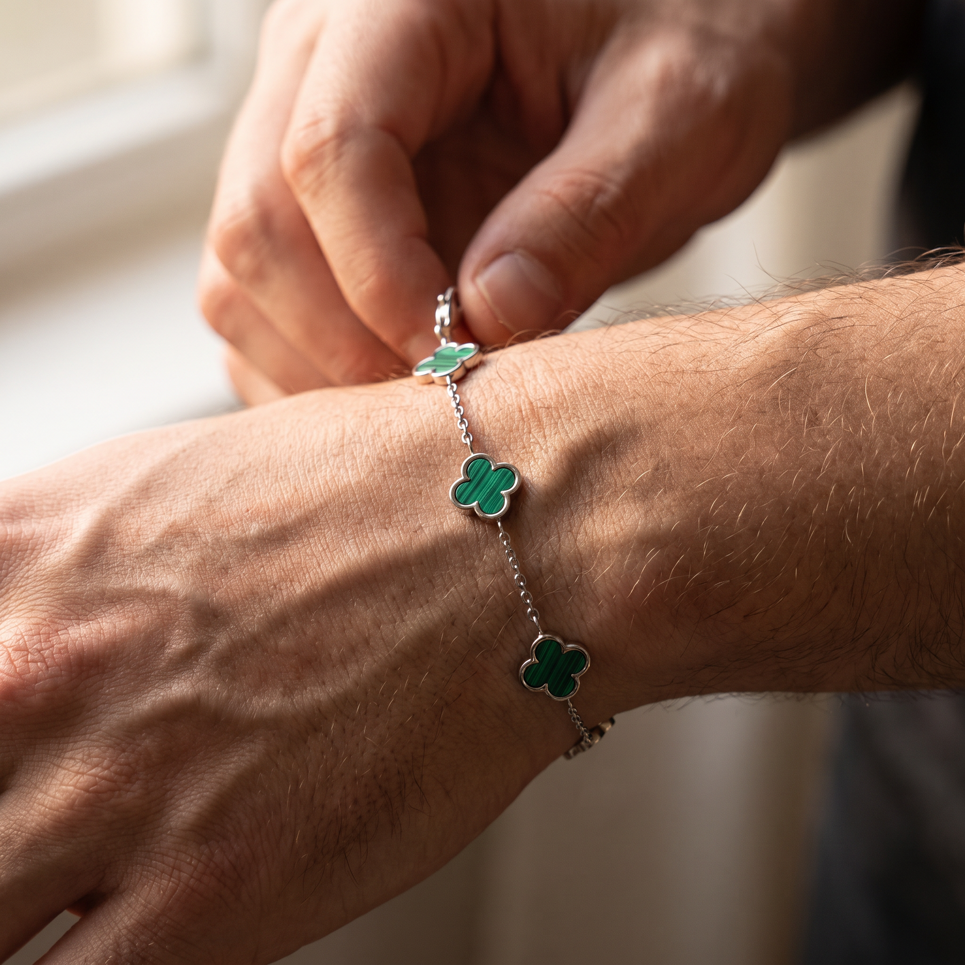 Fortuna Klaver groen zilver - detail