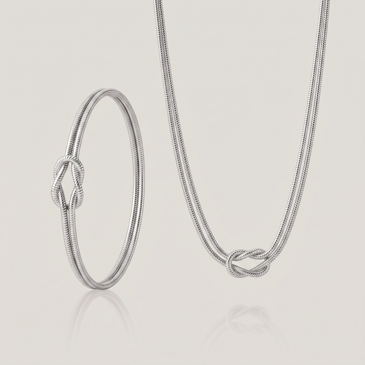Never Ending Set zilver - studio armband en ketting