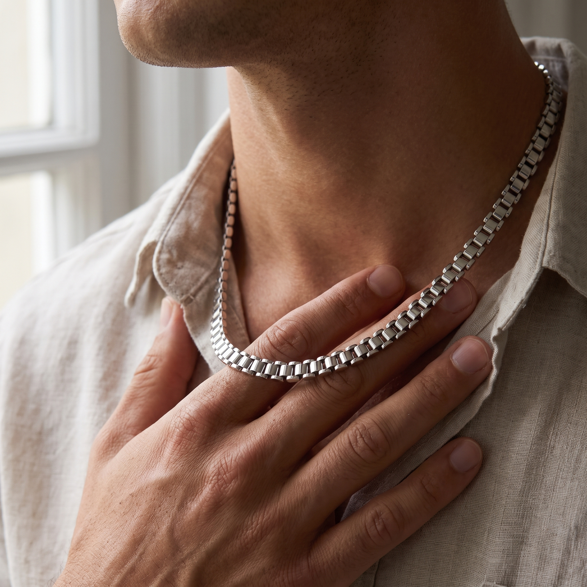 Rolex Chain 10mm silver - detail