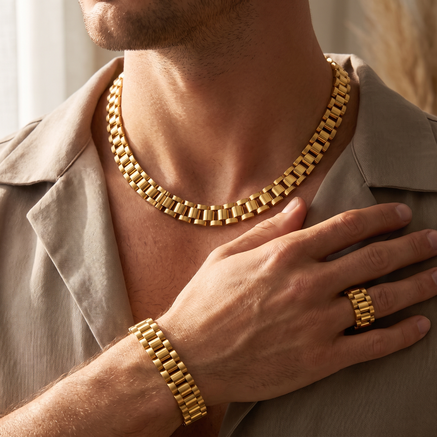 Rolex Chain set Ring goud - detail