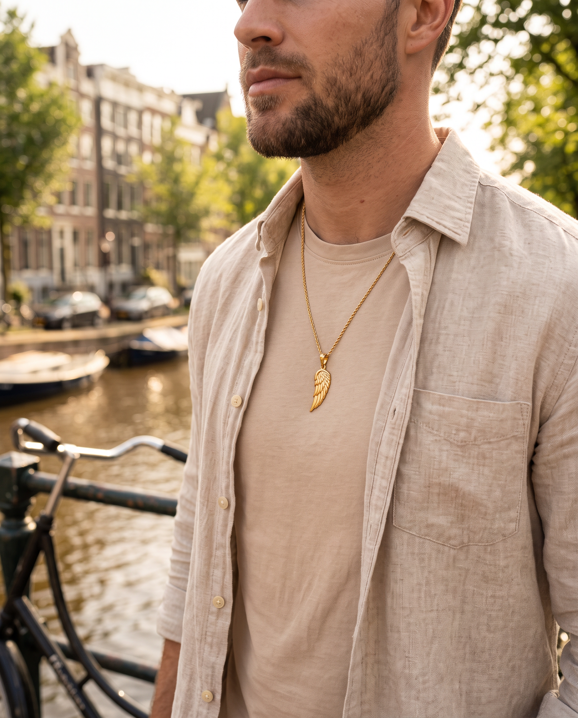 Small Wing Pendant Gold - Lifestyle