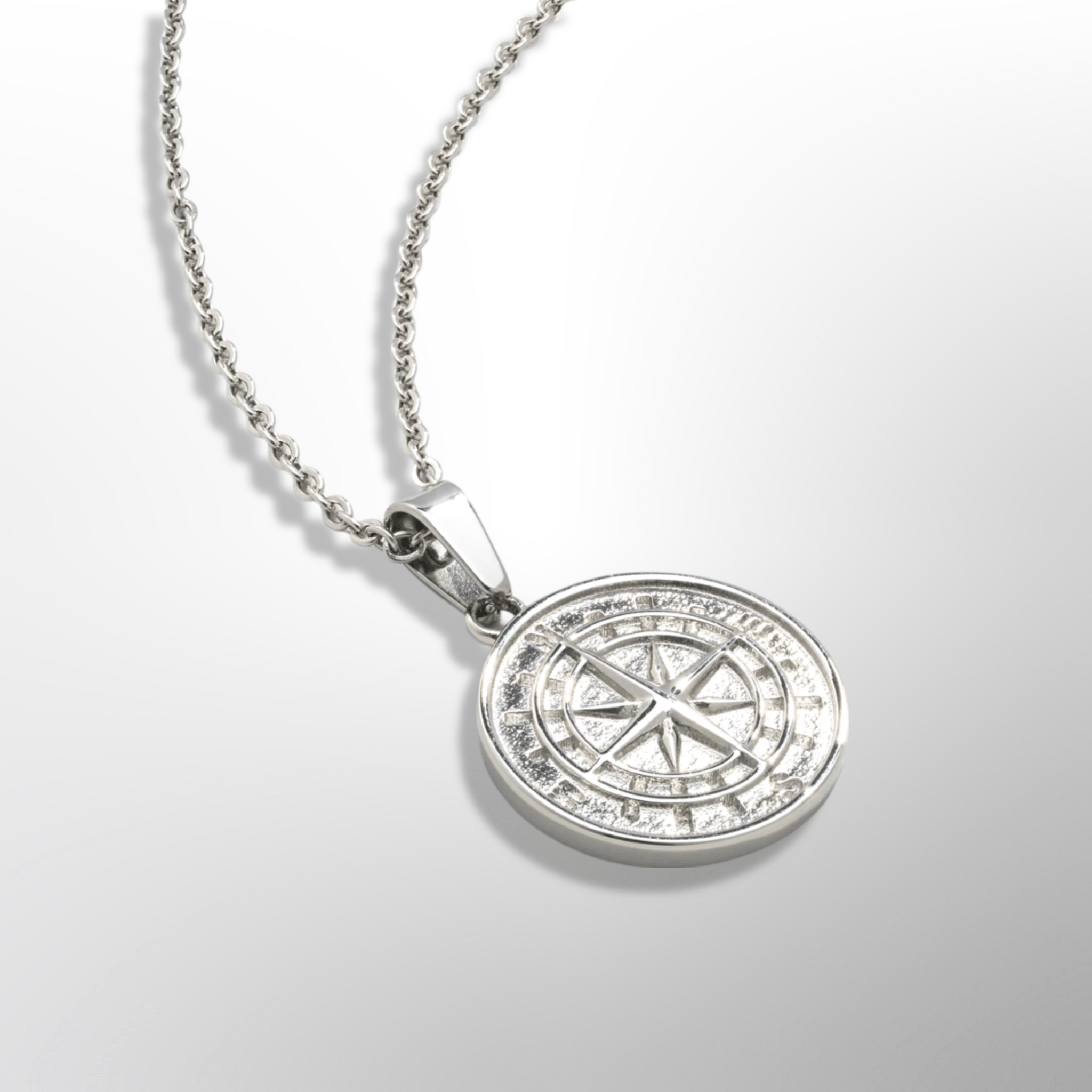 Small Compass Pendant (White Gold) - DeRuiterDR.